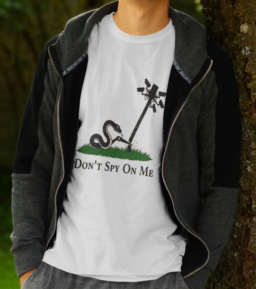 Don't Spy On Me Snake Cutting Surveillance Pole Toxic Masculinity T-Shirt
