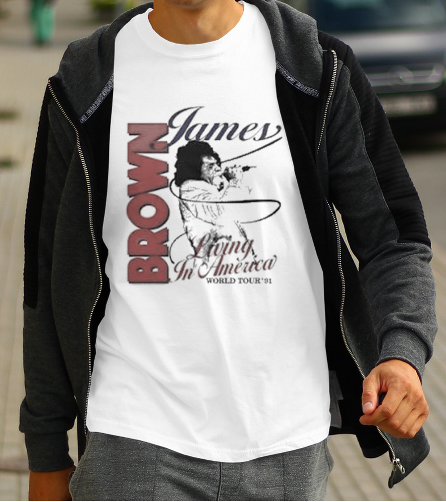James Brown Living In America World Tour 1980s Retro Music Legend T-Shirt