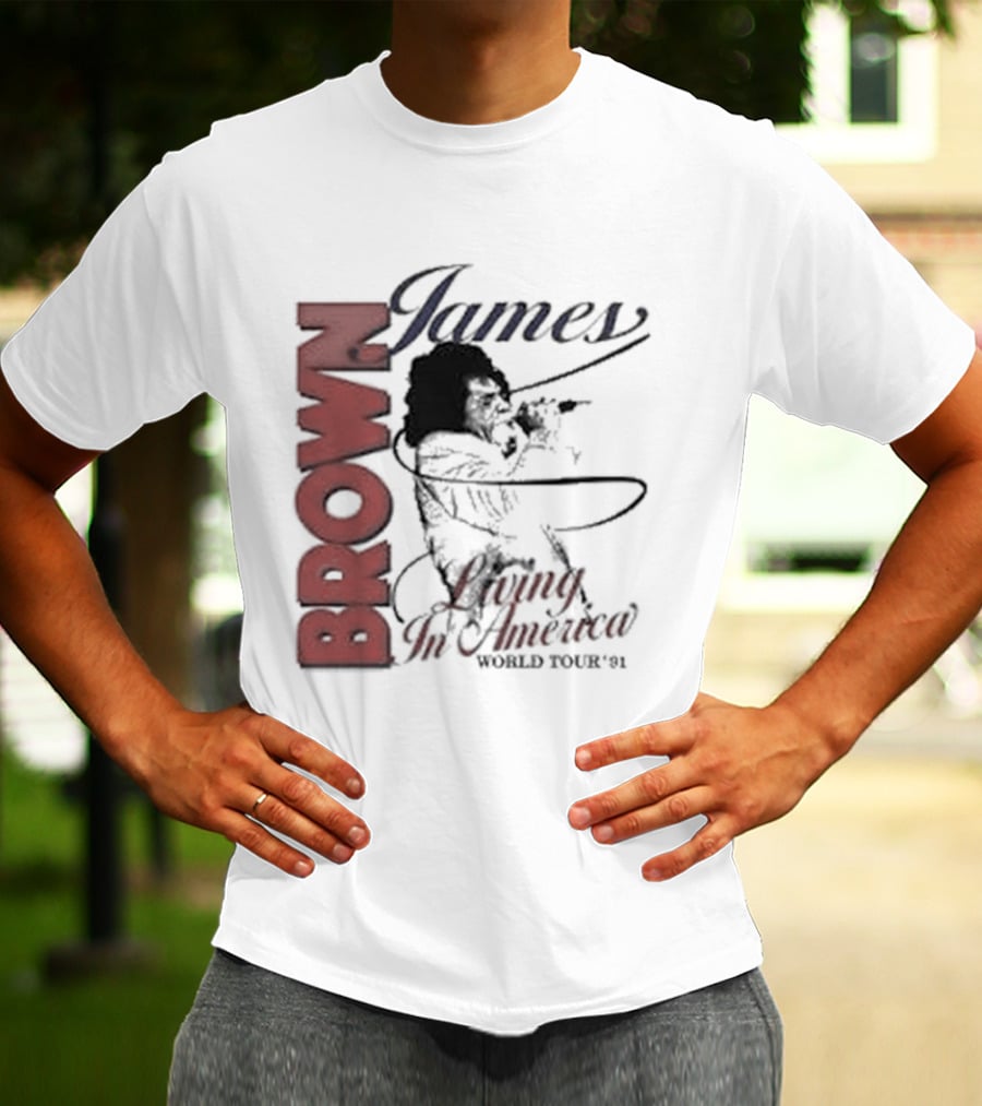 James Brown Living In America World Tour 1980s Retro Music Legend T-Shirt