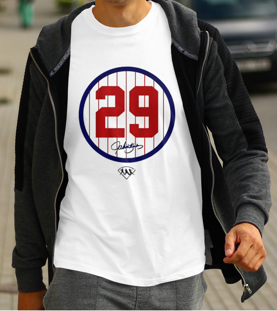 John Kruk 29 Red Pinstripe Circle Patch Baseball Diamond T-Shirt