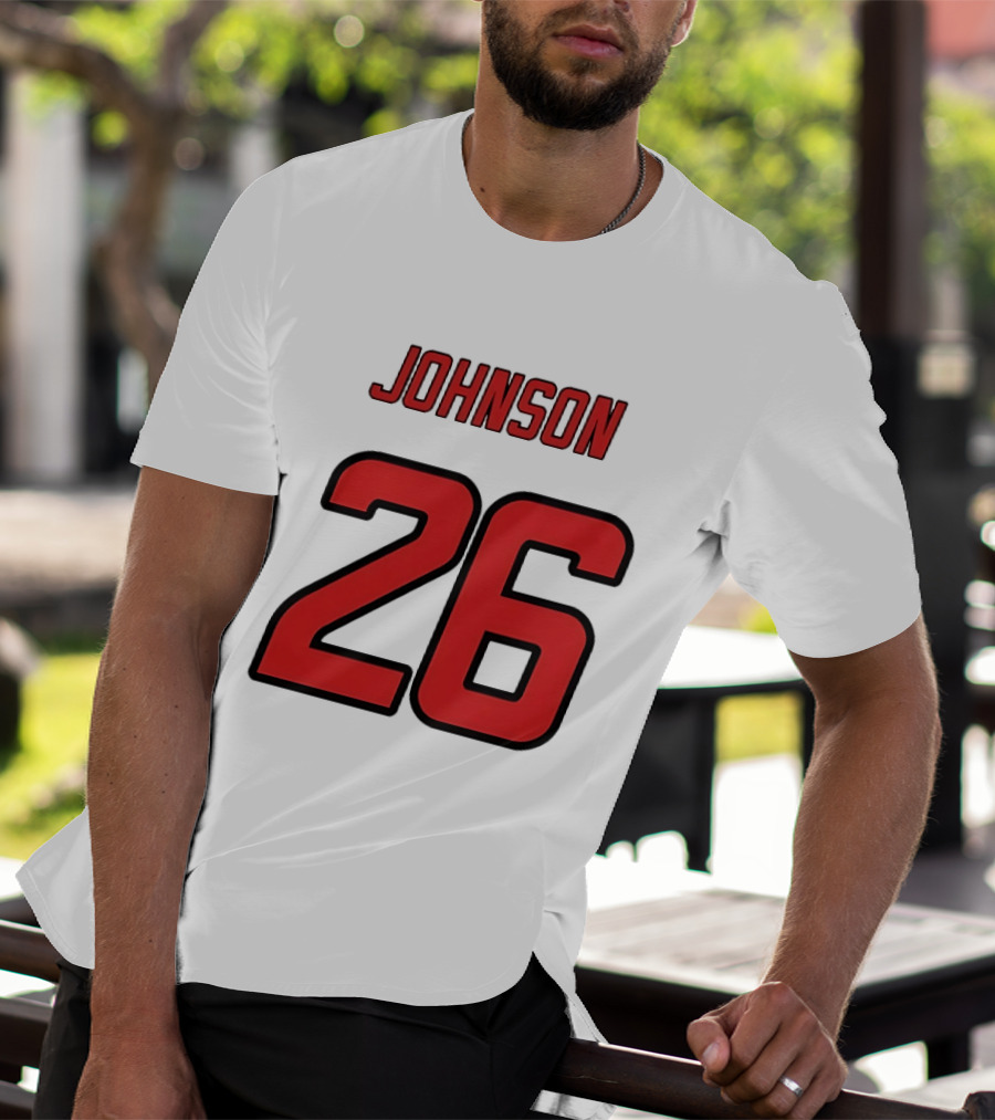 Johnson 26 Red Athletic Jersey Number Sports T-Shirt