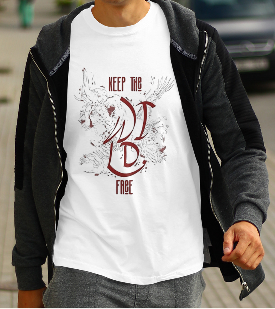 Keep The Wild Free Cheetah Elephant Eagle Wildlife Conservation T-Shirt