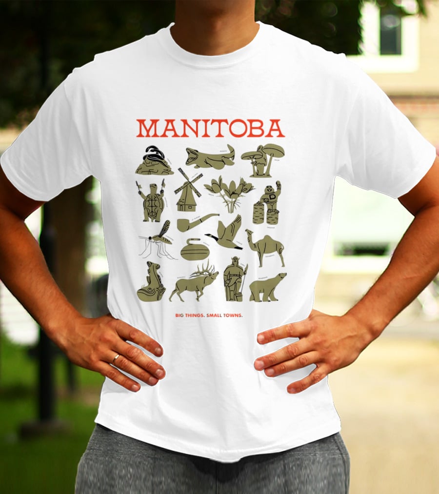 Manitoba Roadside Attractions Big Things Small Towns Statues Gold T-Shirt
