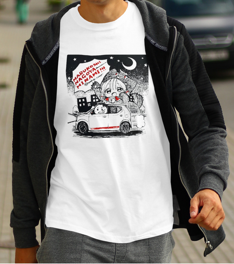 Marukoshi Nagoya Minami Kanakoji Tomori Angry Driver Hatchback Car Manga Style Night Scene T-Shirt