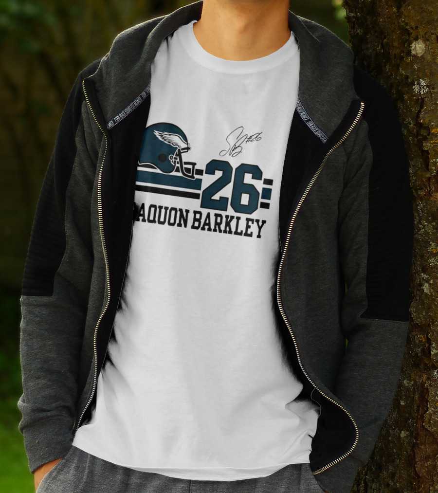 Philadelphia Eagles Saquon Barkley Helmet 26 Signature T-Shirt