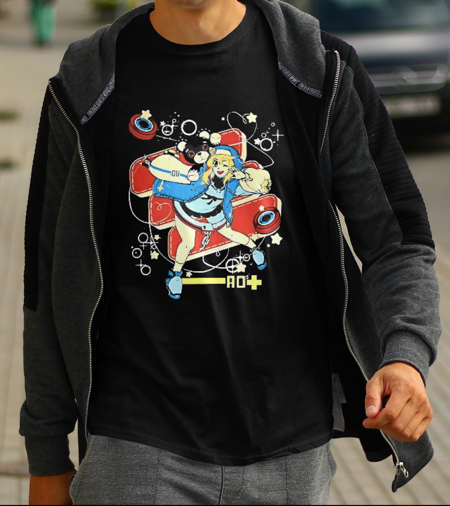 Ao2 Plus Anime Girl And Black Bear With Yoyo And Playful T-Shirt