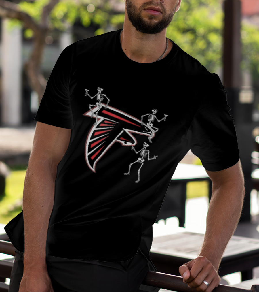 Atlanta Falcons Skeletons With Drinks Team Spirit T-Shirt