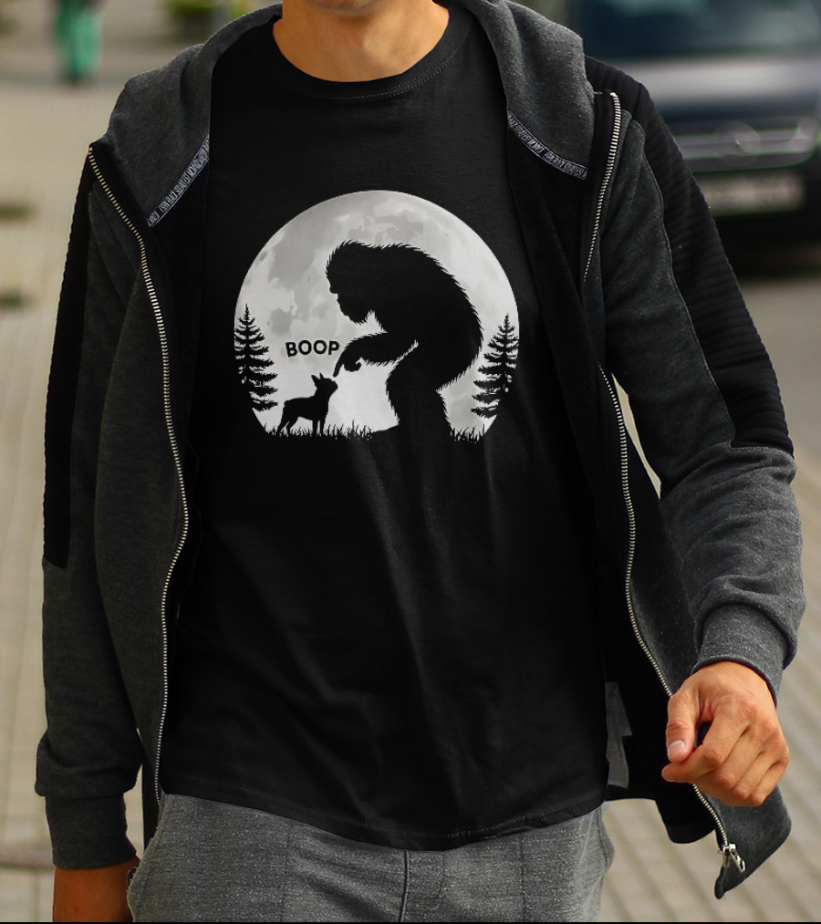 Bigfoot Boop Moonlight Boston Terrier T-Shirt