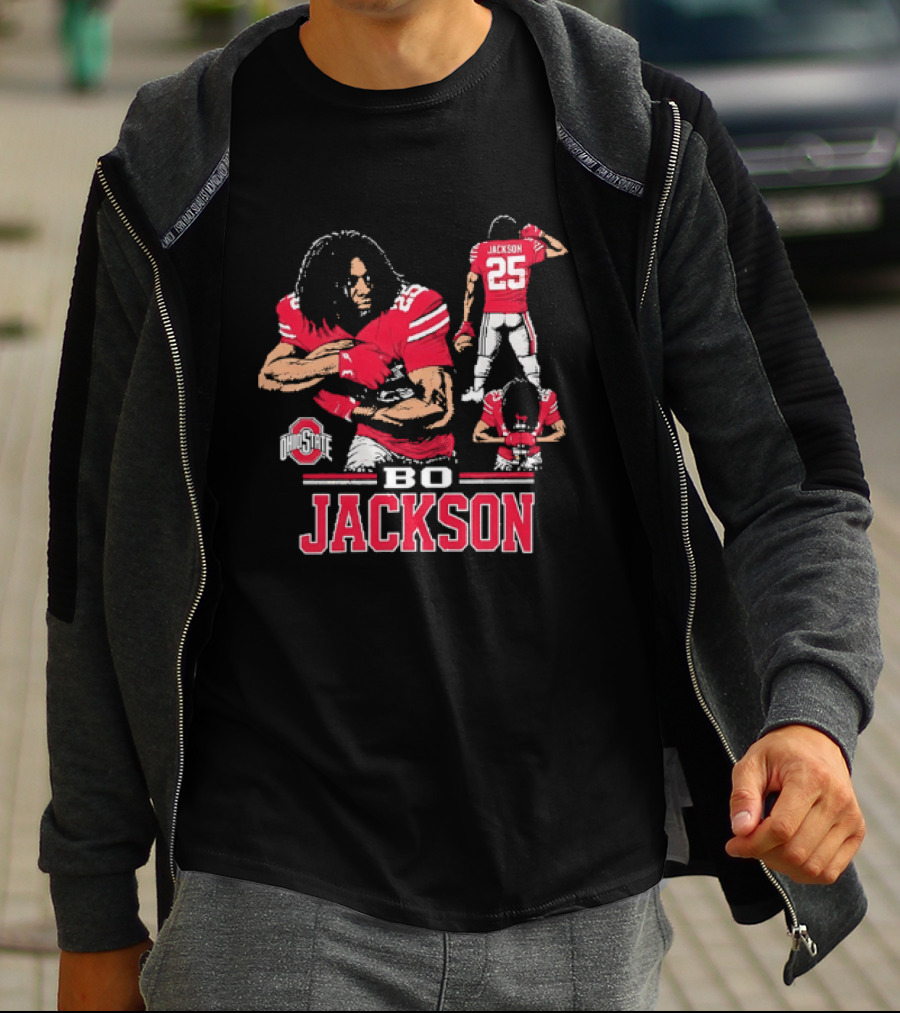 Bo Jackson Ohio State Buckeyes Number 25 Collage Red Jersey T-Shirt