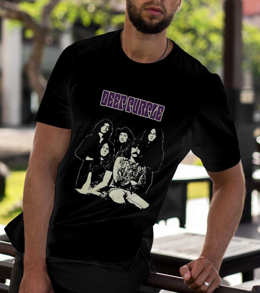 Deep Purple Band Members High Contrast Stencil Group Image T-Shirt