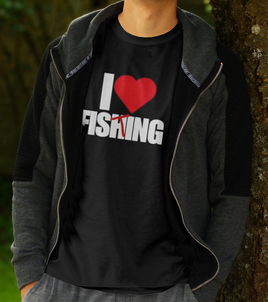 I Heart Fishing With Rod And Hook T-Shirt