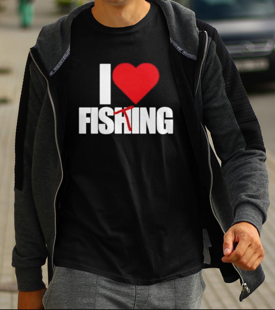 I Heart Fishing With Rod And Hook T-Shirt