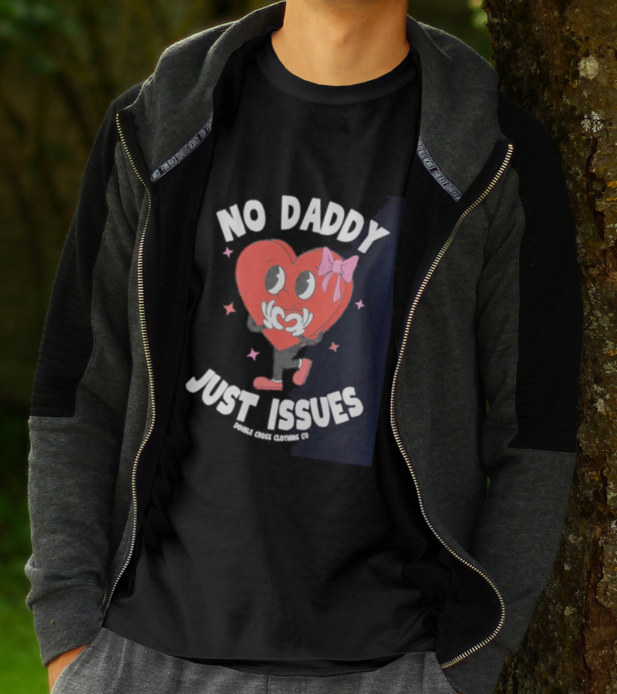 No Daddy Just Issues Heart Pink Bow Double Cross Clothing Co T-Shirt