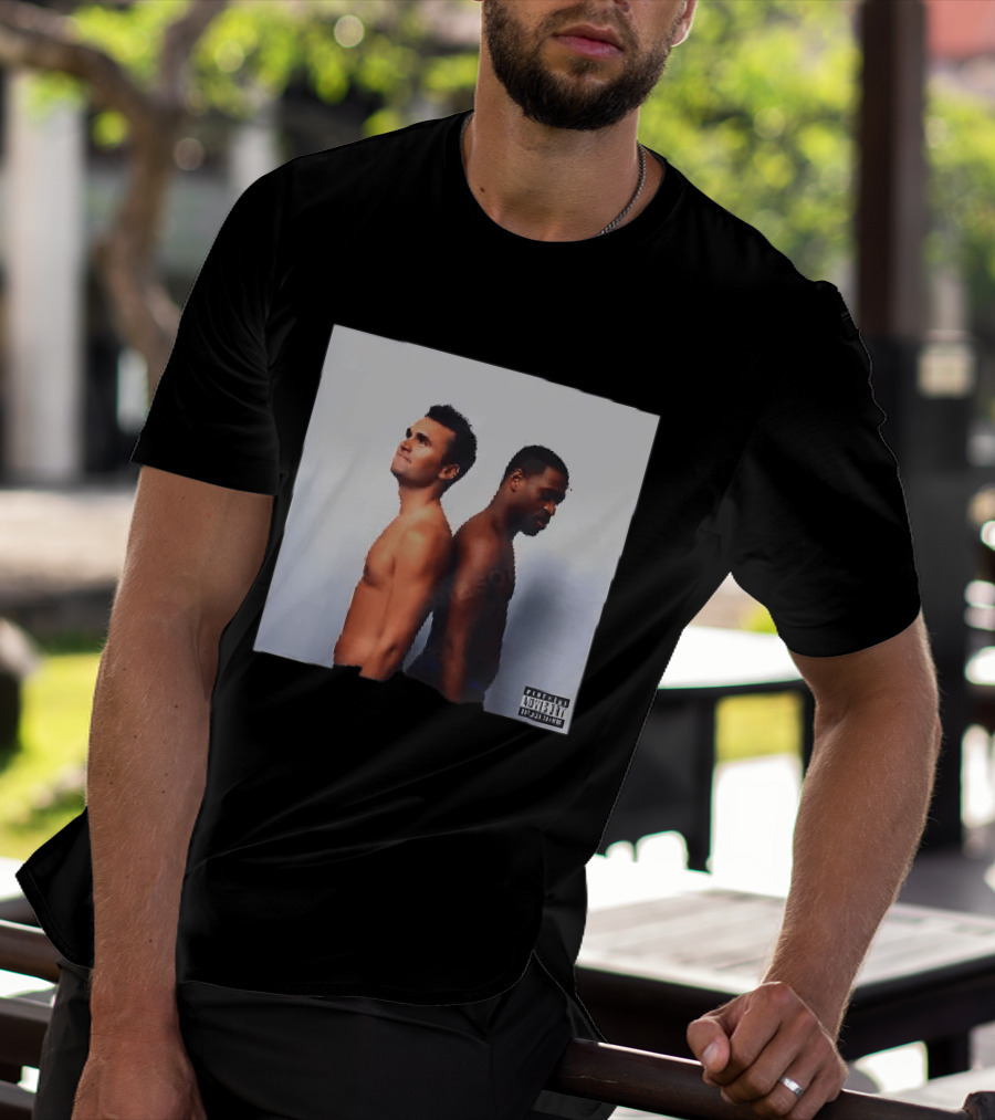 Kirk X Floyd Parental Advisory Album Cover Featuring Two Men Back To Back T-Shirt