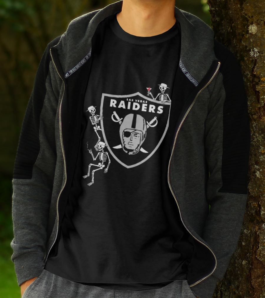 Las Vegas Raiders Skeletons Martini Cigarette Hats NFL T-Shirt