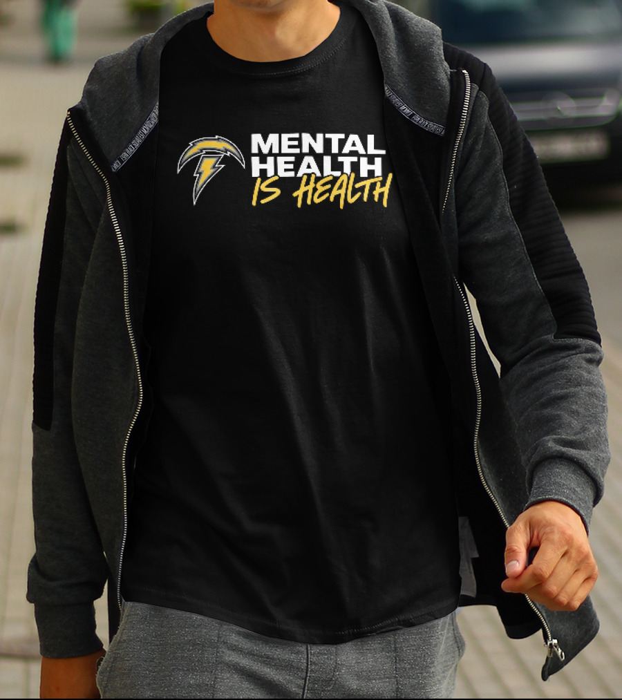 Los Angeles Chargers Mental Health Is Health Lightning Bolt T-Shirt