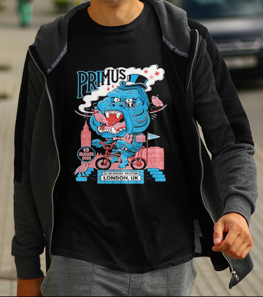 Primus 19 August 2026 O2 Academy Brixton London UK Blue Monster T-Shirt