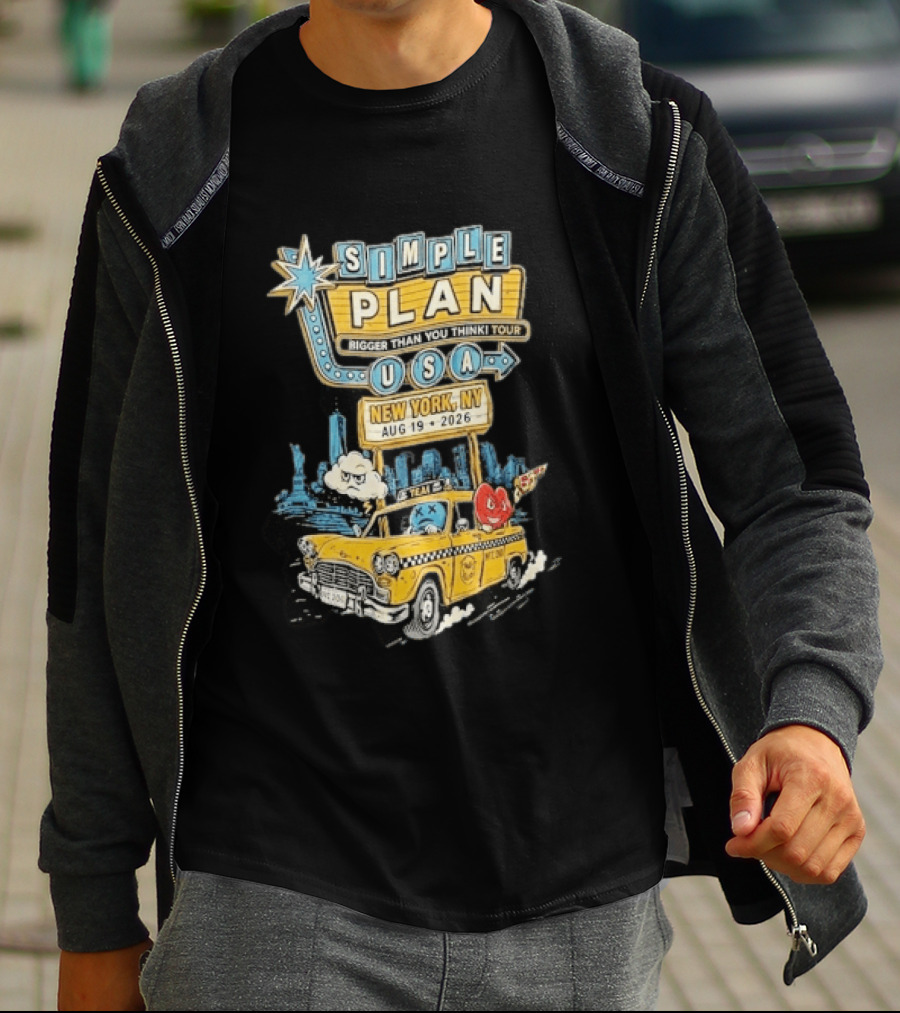 Simple Plan Bigger Than You Think Tour 2026 USA New York Event August 19 Capital One City Parks Foundation SummerStage Taxi T-Shirt