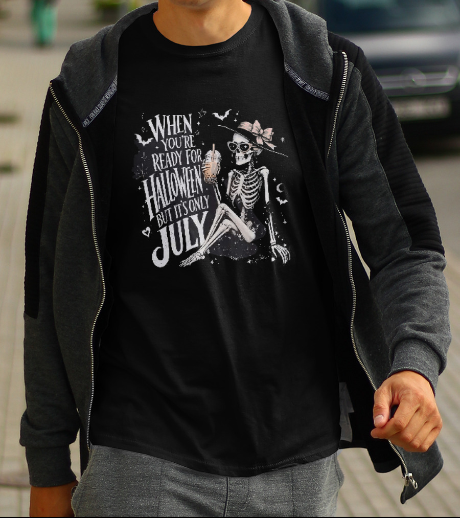 When You're Ready For Halloween But Its Only July Skeleton Witch Retro Aesthetic T-Shirt
