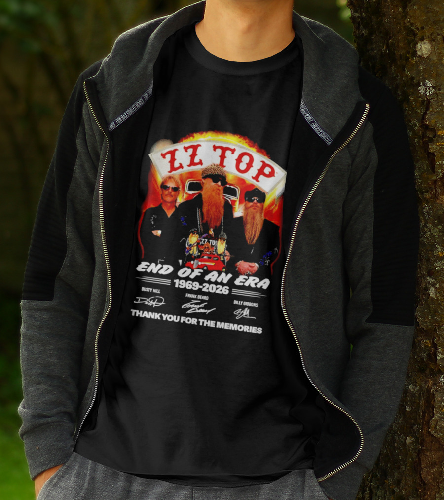 ZZ Top End Of An Era 1969 2026 Dusty Hill Frank Beard Billy Gibbons Thank You For The Memories T-Shirt