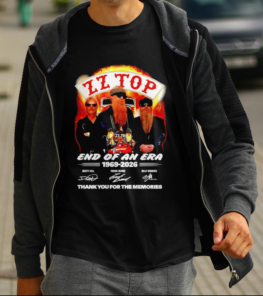ZZ Top End Of An Era 1969 2026 Dusty Hill Frank Beard Billy Gibbons Thank You For The Memories T-Shirt