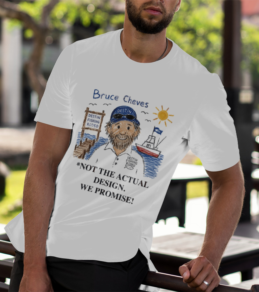 Destin Fishing Rodeo Bruce Cheves Cartoon Caricature Boat Sun Dock T-Shirt