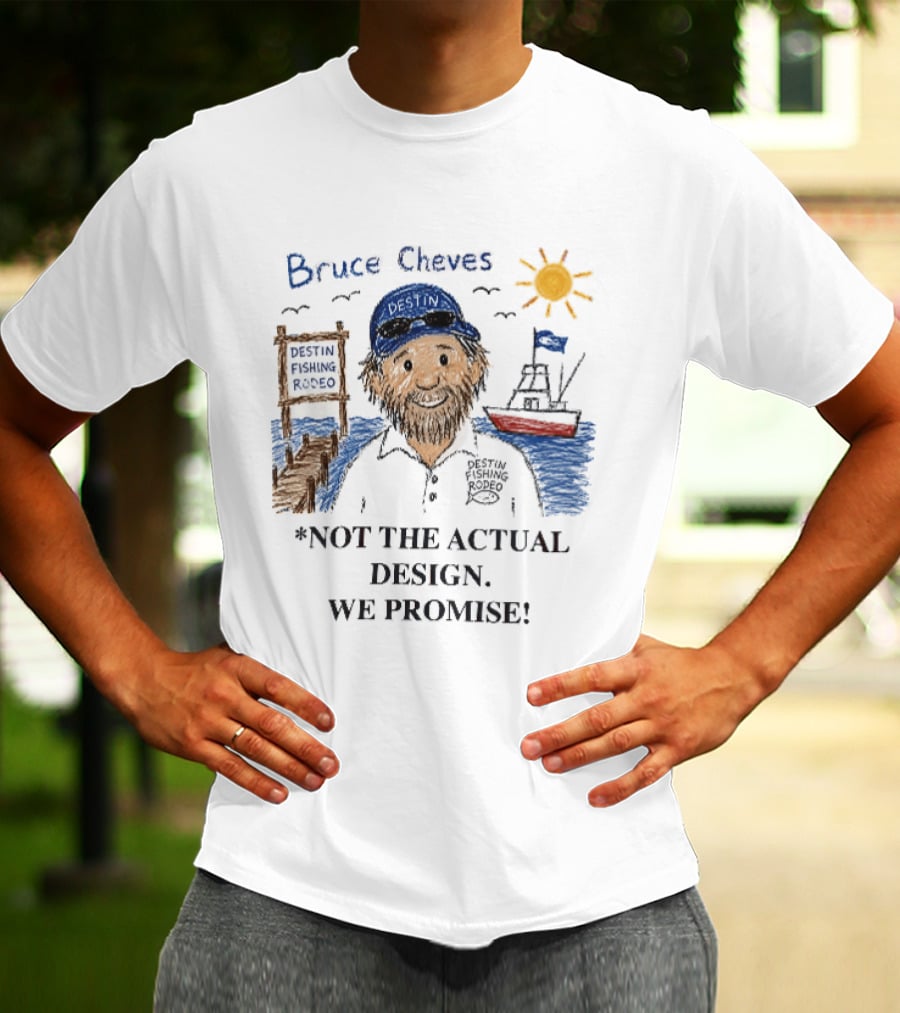 Destin Fishing Rodeo Bruce Cheves Cartoon Caricature Boat Sun Dock T-Shirt