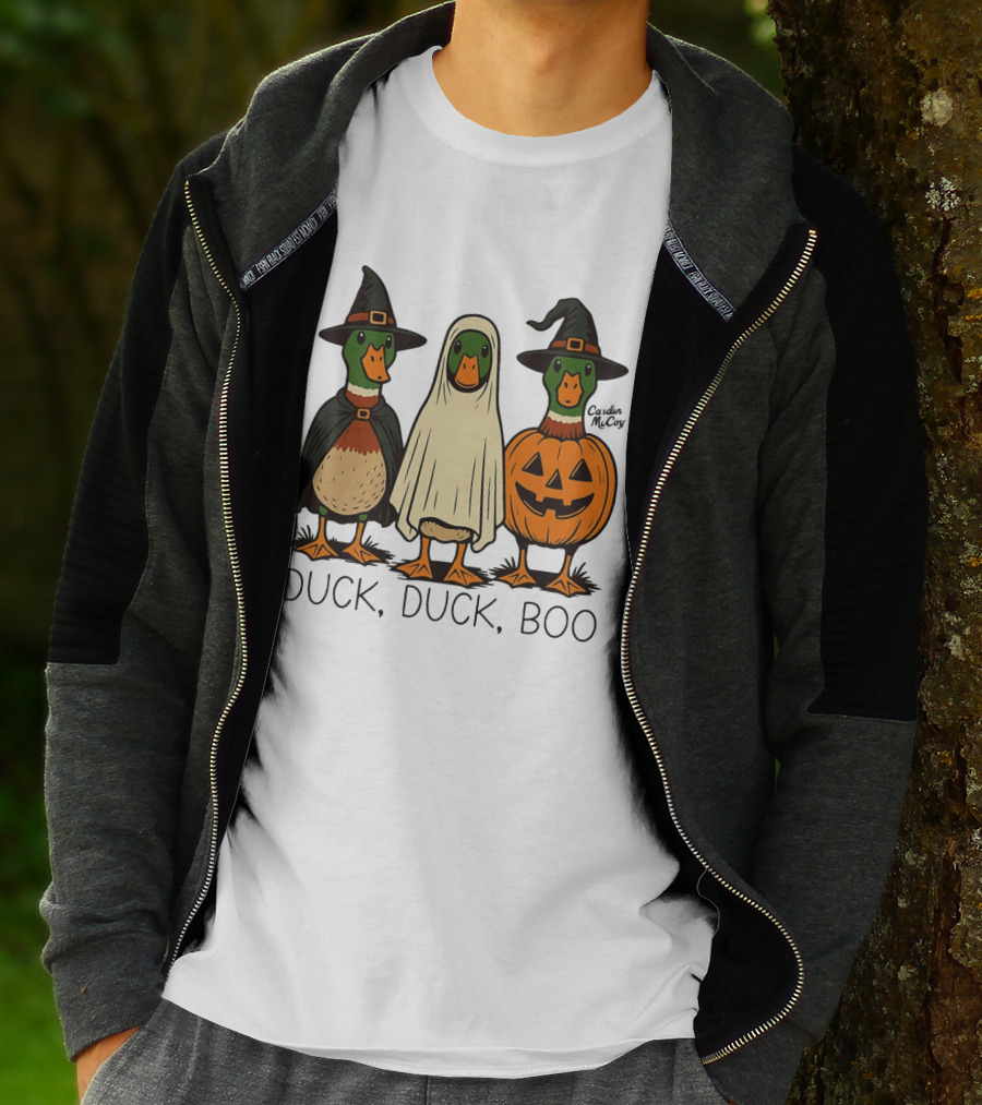 Duck Duck Boo Halloween 2026 Duck Trio In Costumes T-Shirt