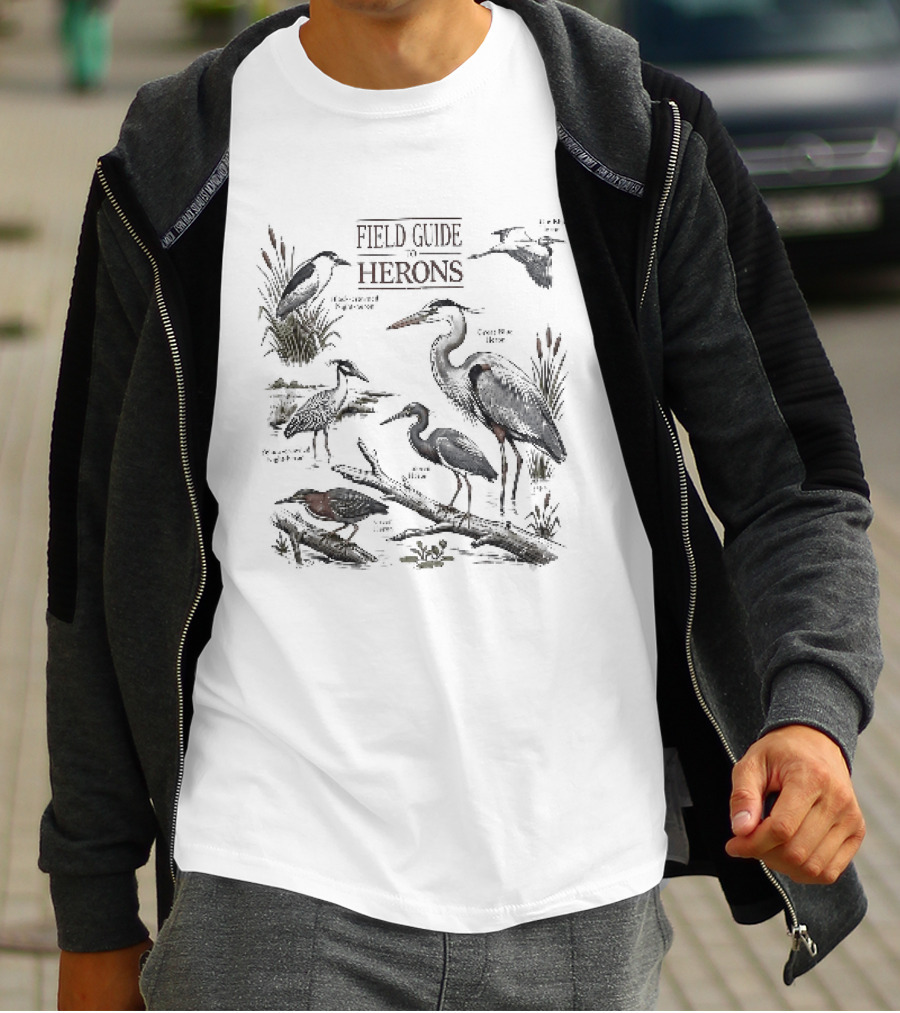 Field Guide Herons Black Crowned Night Heron Yellow Crowned T-Shirt