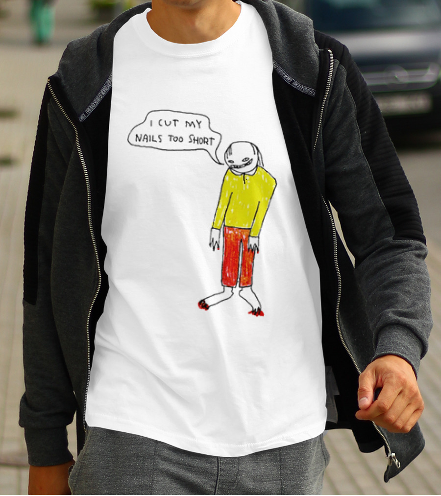 I Cut My Nails Too Short Yellow Red T-Shirt
