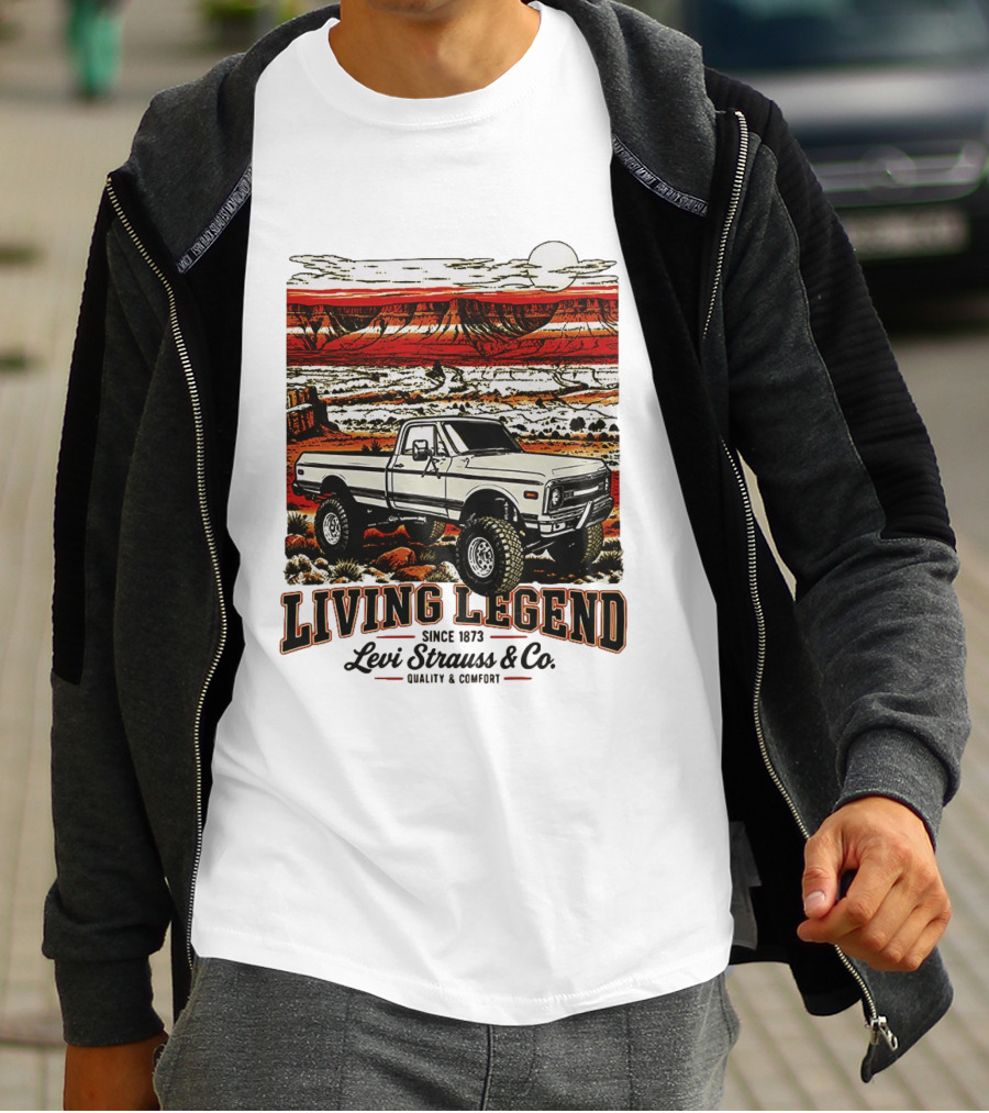 Living Legend Since 1873 Levi Strauss Co Vintage Truck Desert Scene T-Shirt