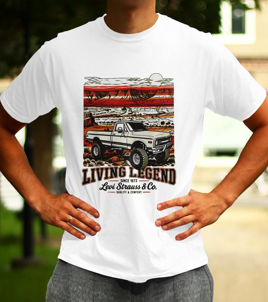Living Legend Since 1873 Levi Strauss Co Vintage Truck Desert Scene T-Shirt