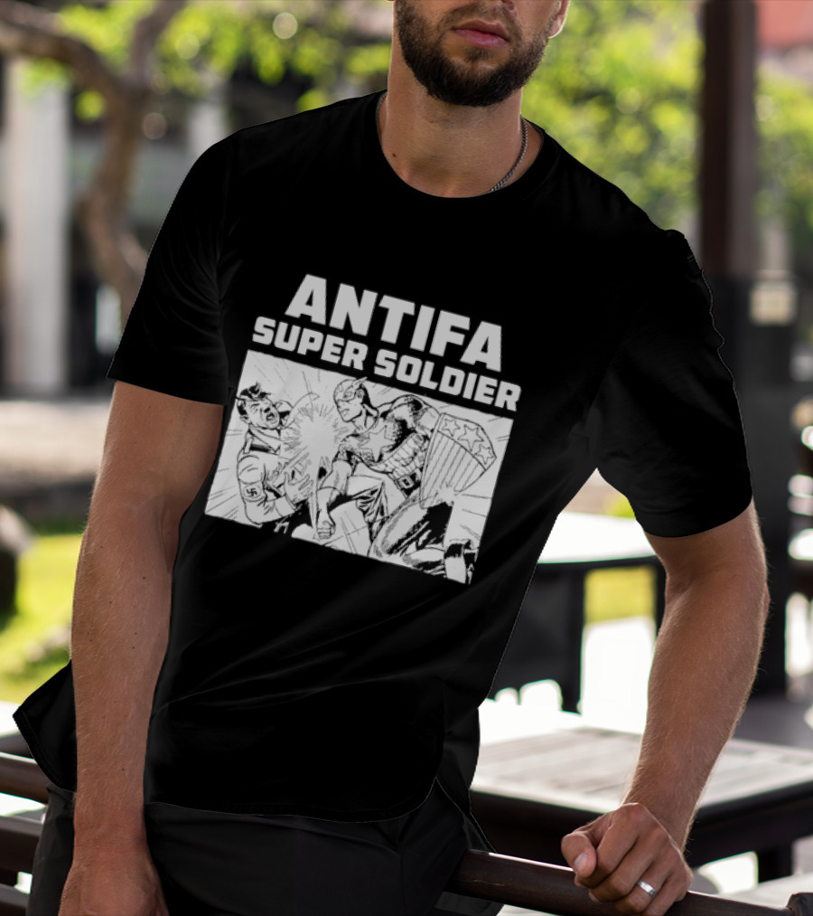 ANTIFA Super Soldier Punching Hitler Captain America T-Shirt