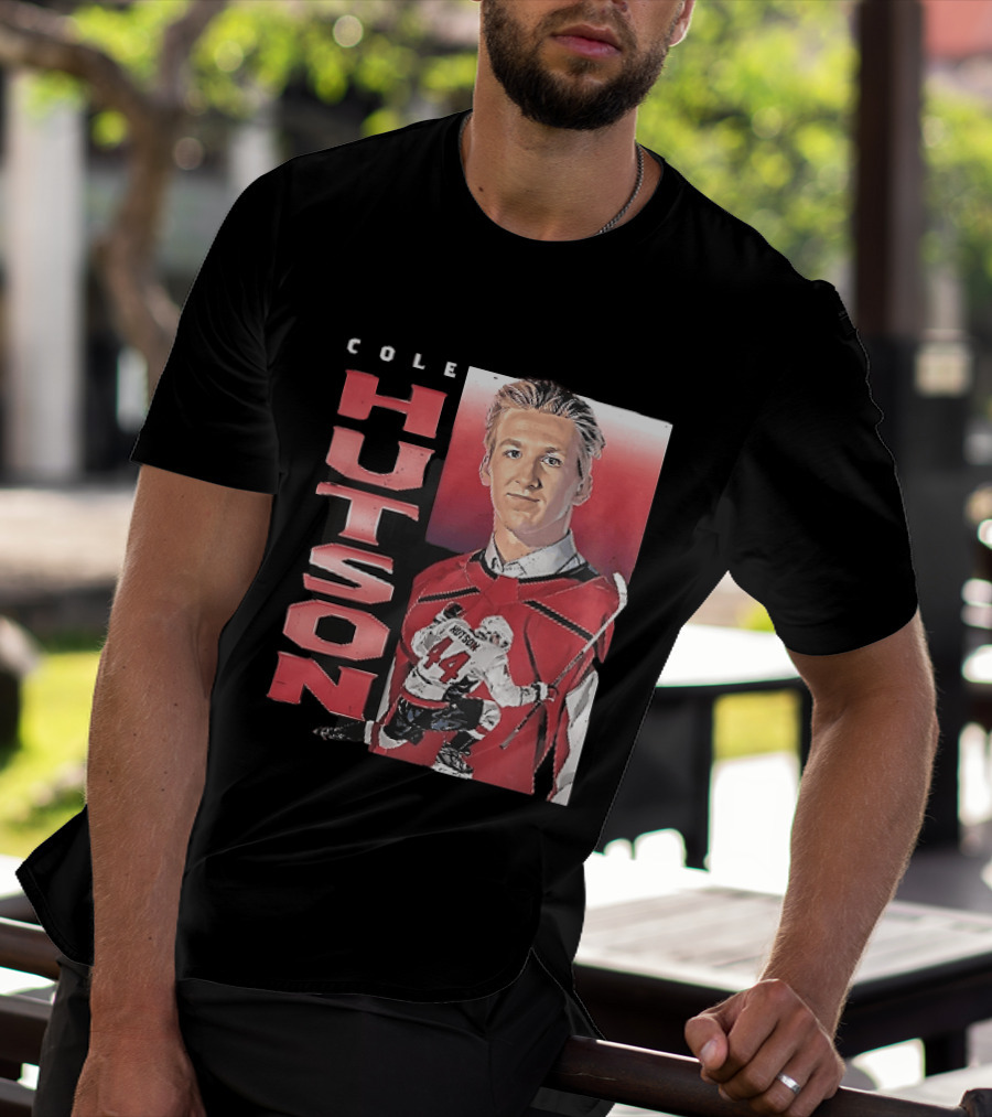 Cole Hutson Ice Hockey Player Red Jersey Number 44 Celebration T-Shirt