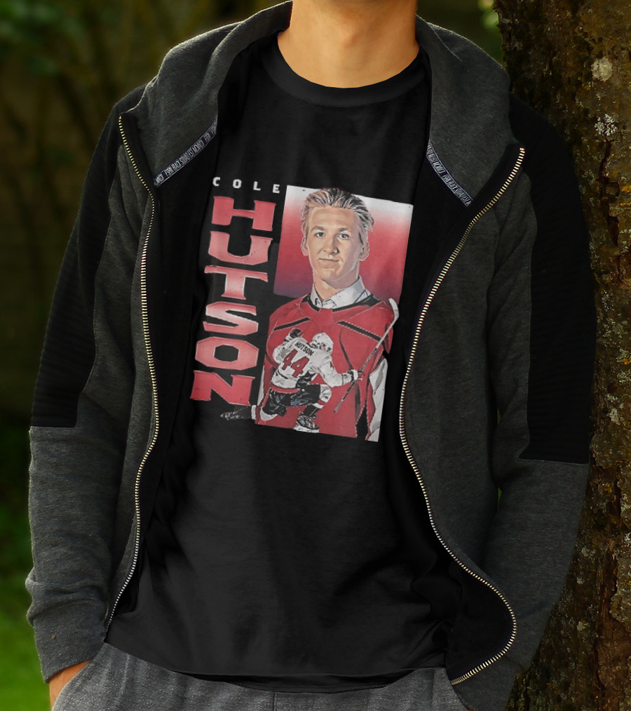 Cole Hutson Ice Hockey Player Red Jersey Number 44 Celebration T-Shirt