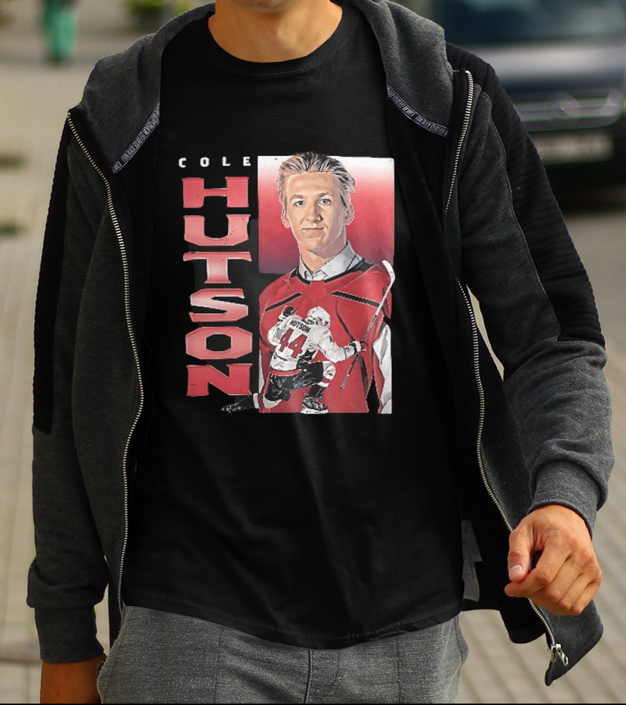Cole Hutson Ice Hockey Player Red Jersey Number 44 Celebration T-Shirt