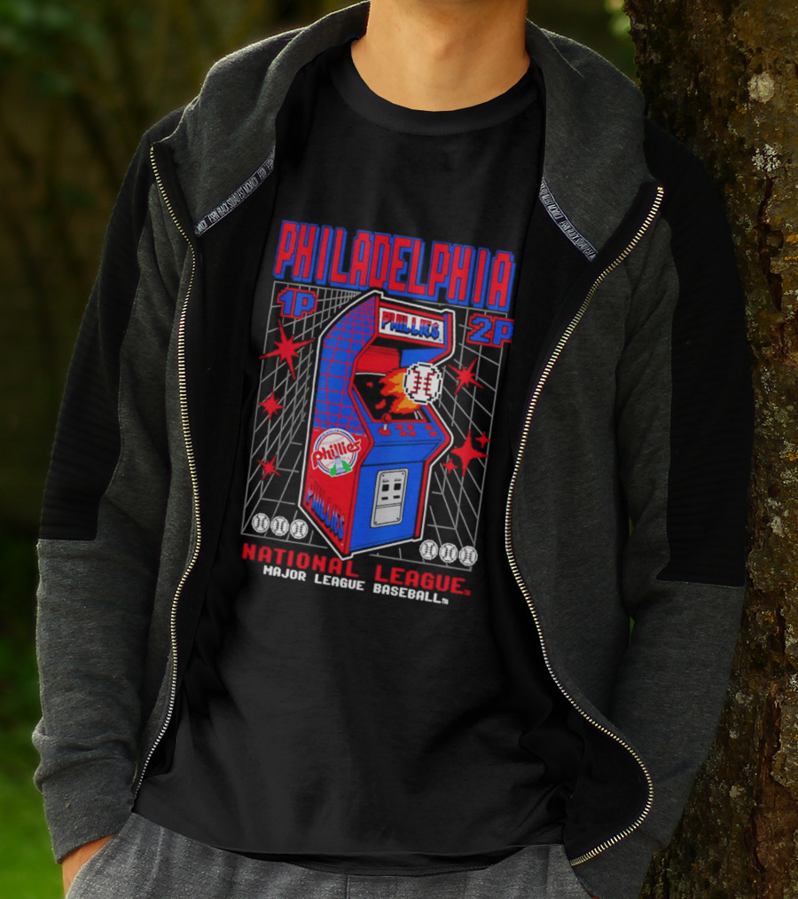 Philadelphia Phillies 1P 2P National League Major League Baseball Arcade T-Shirt