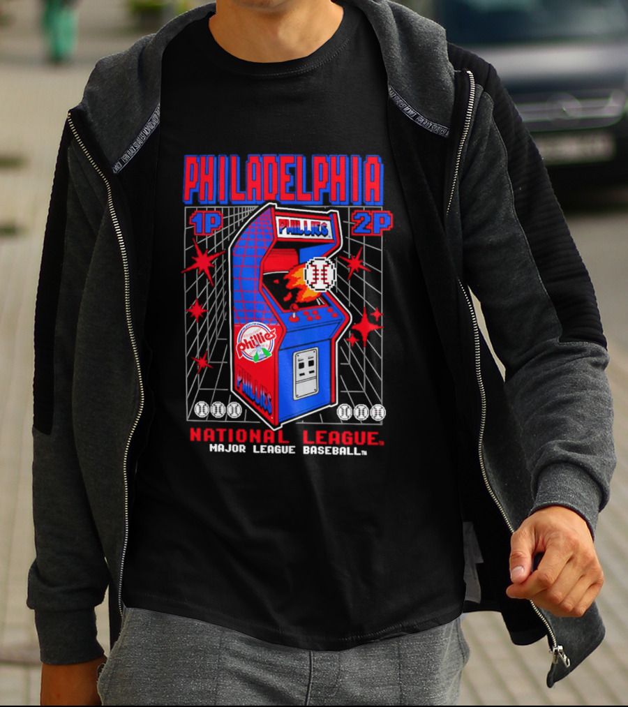Philadelphia Phillies 1P 2P National League Major League Baseball Arcade T-Shirt