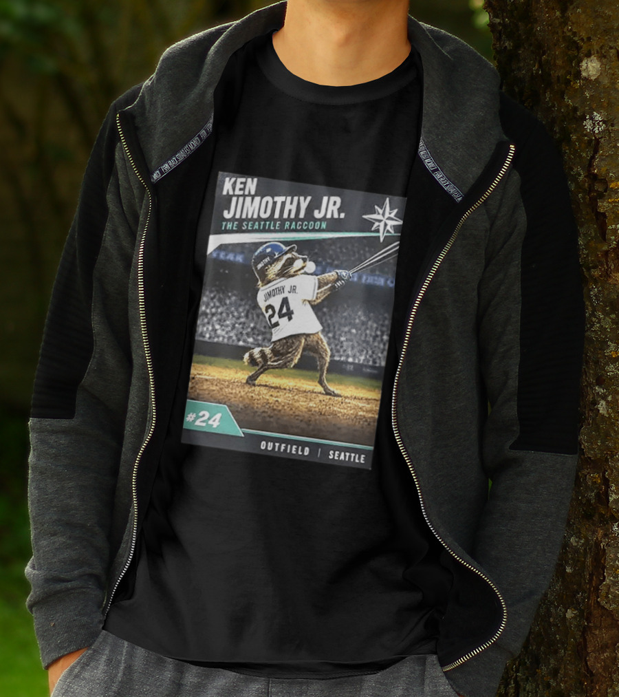 Ken Jimothy Jr The Seattle Raccoon Outfield Seattle Mariners #24 T-Shirt