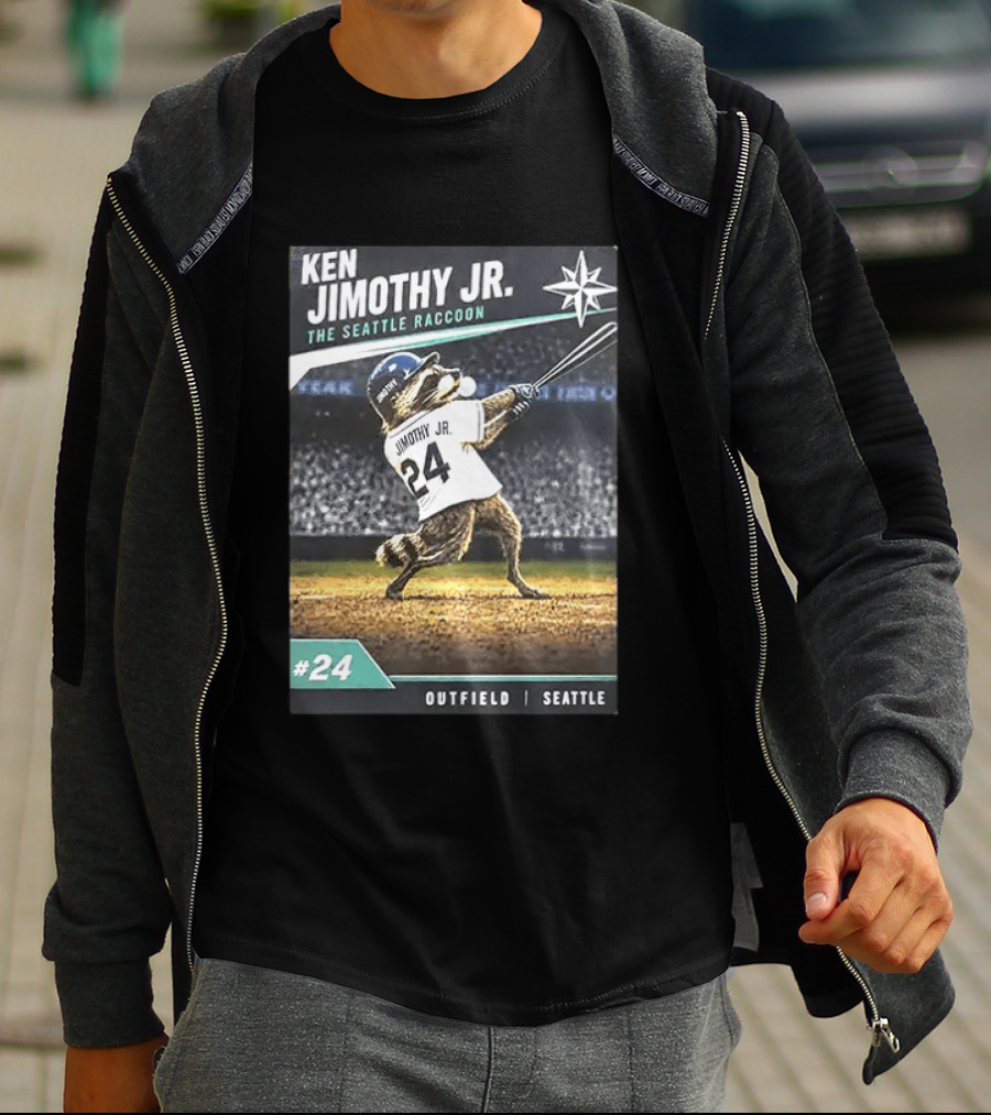 Ken Jimothy Jr The Seattle Raccoon Outfield Seattle Mariners #24 T-Shirt