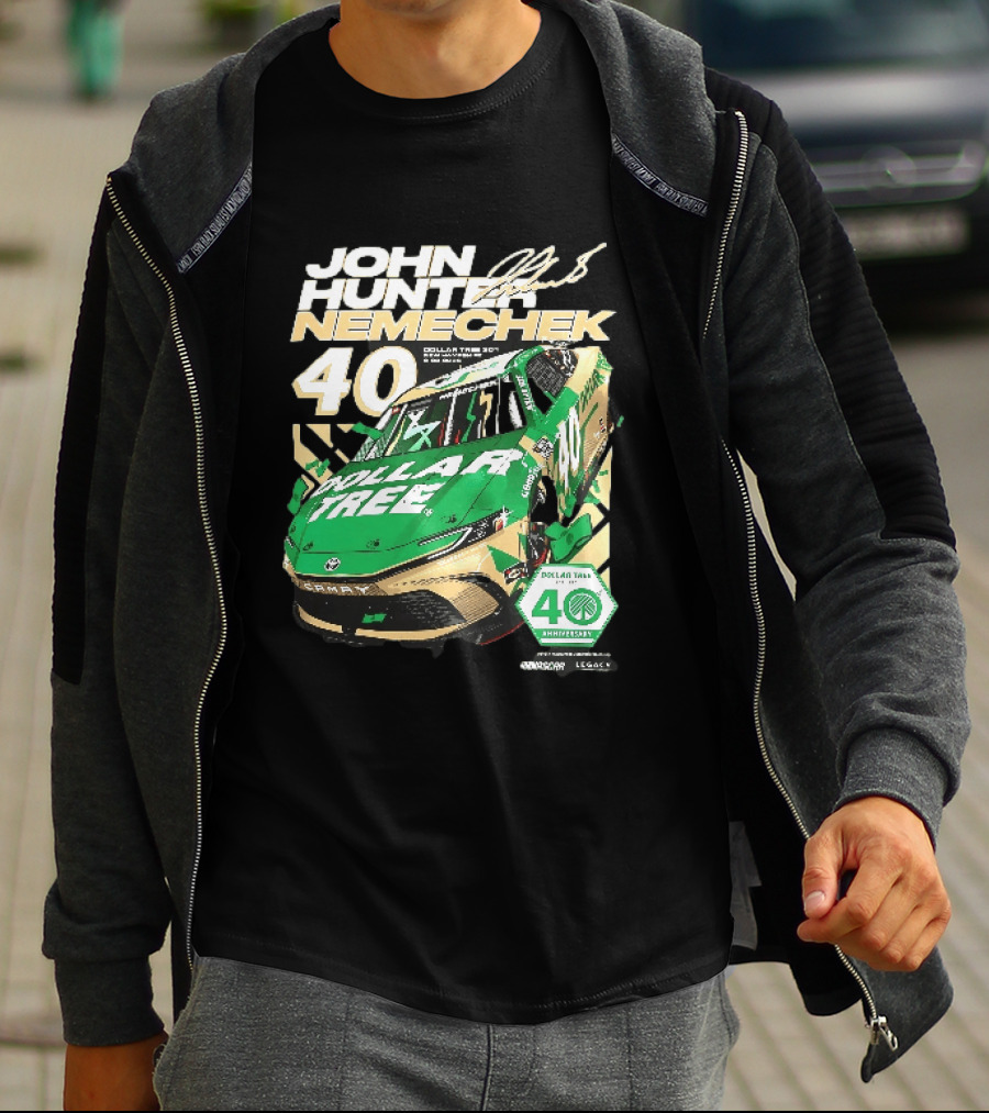 John Hunter Nemechek Dollar Tree 301 40th Anniversary 2026 Green Gold Toyota Camry Nascar New Hampshire Est 1986 T-Shirt