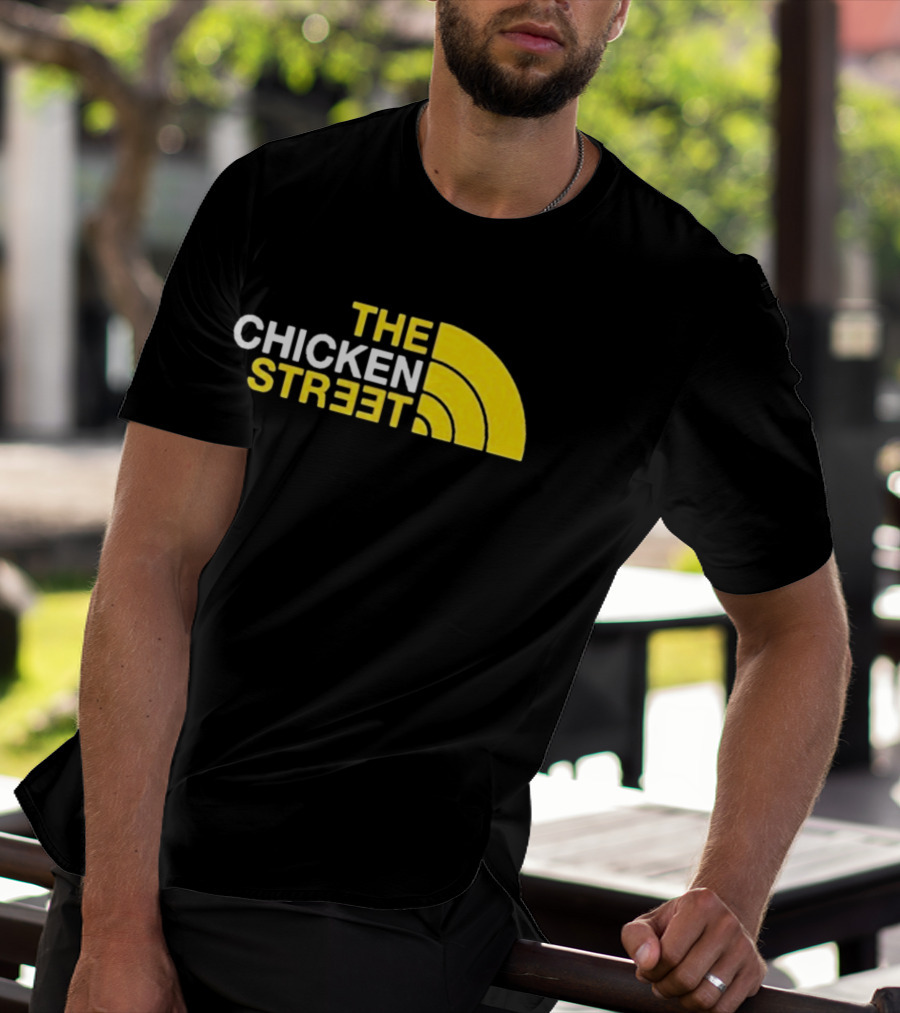 The Chicken Street Block Text Bold Yellow And White Circular T-Shirt