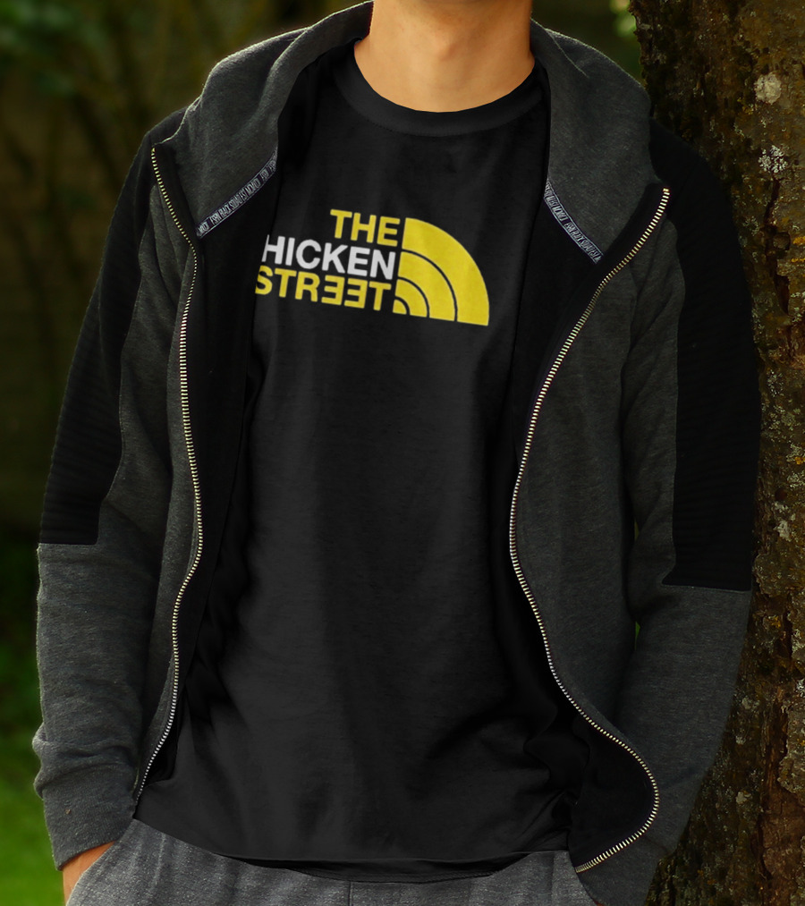 The Chicken Street Block Text Bold Yellow And White Circular T-Shirt