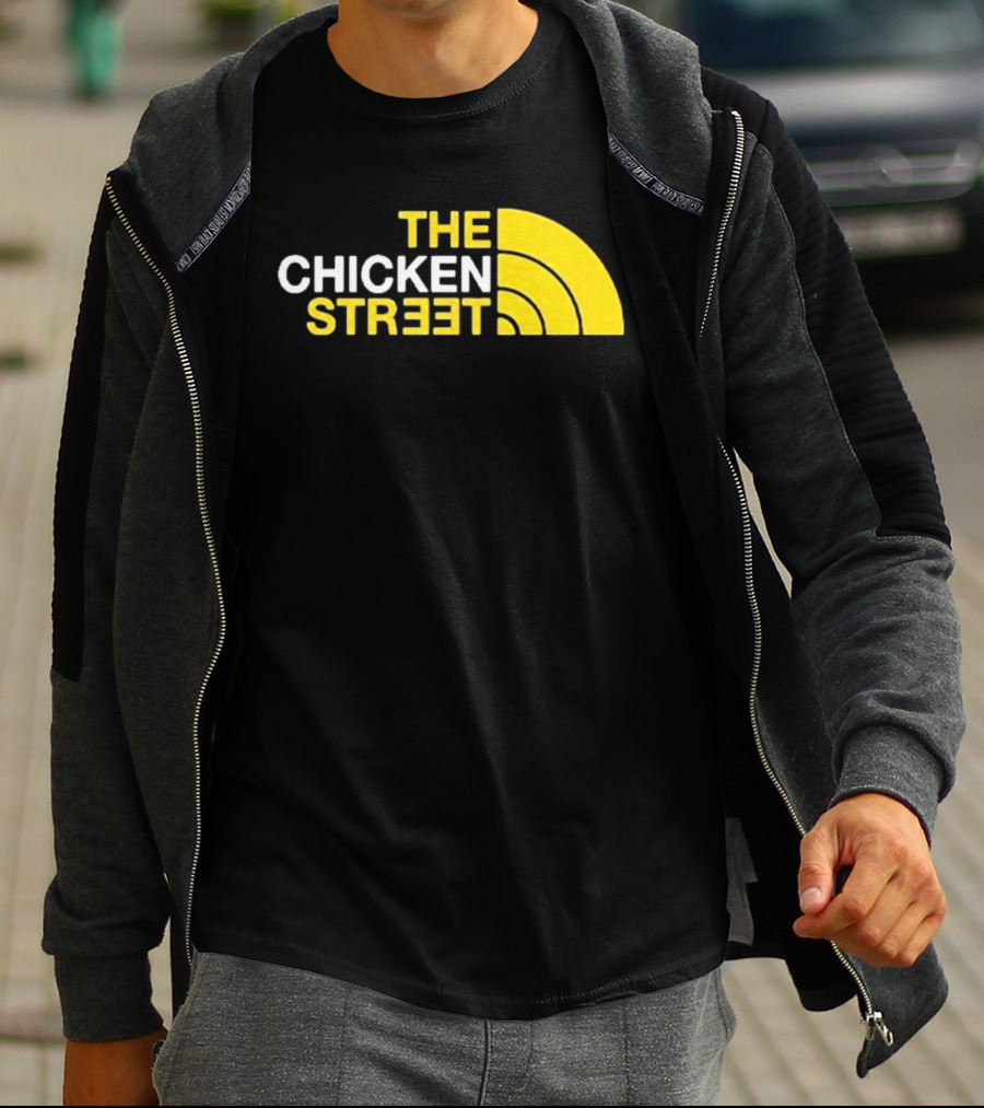 The Chicken Street Block Text Bold Yellow And White Circular T-Shirt
