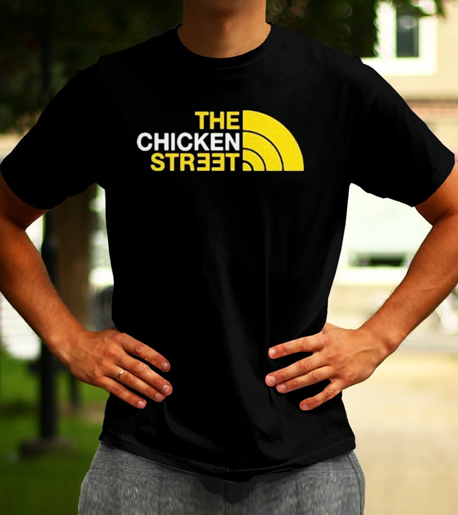 The Chicken Street Block Text Bold Yellow And White Circular T-Shirt