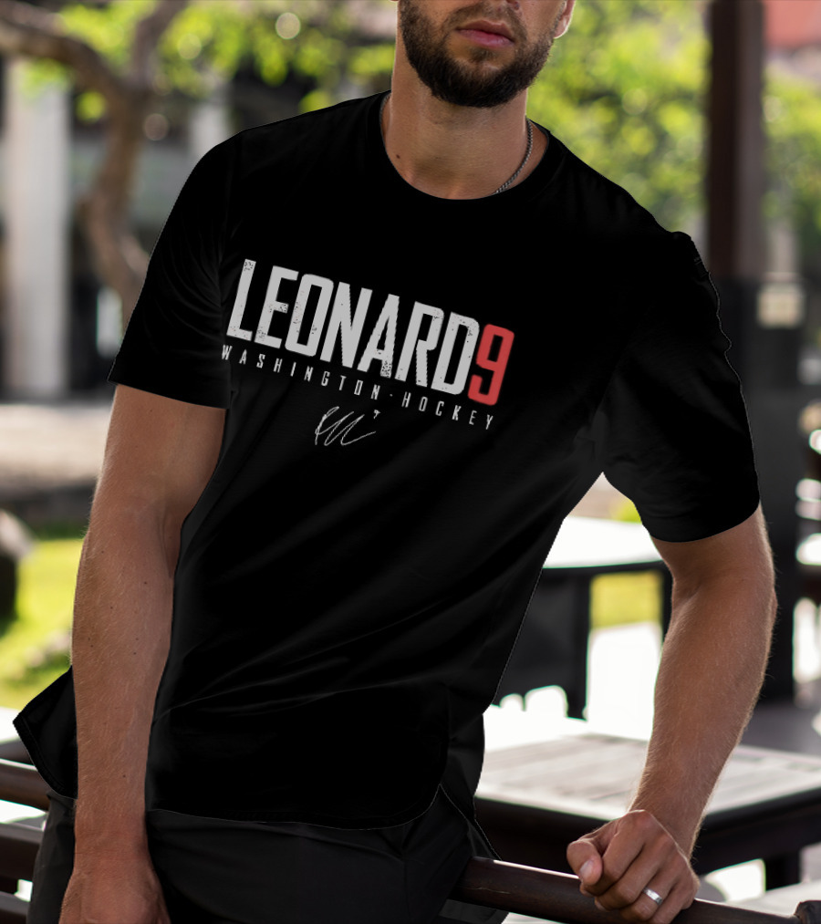 Leonard 9 Washington Hockey Player Distressed Signature T-Shirt
