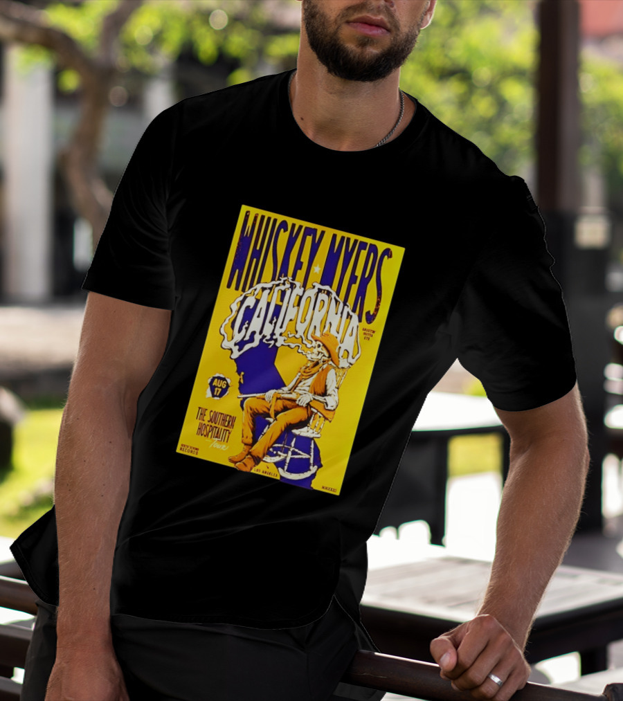 Whiskey Myers California Southern Hospitality Tour August 17 Los Angeles Reclining Cowboy T-Shirt