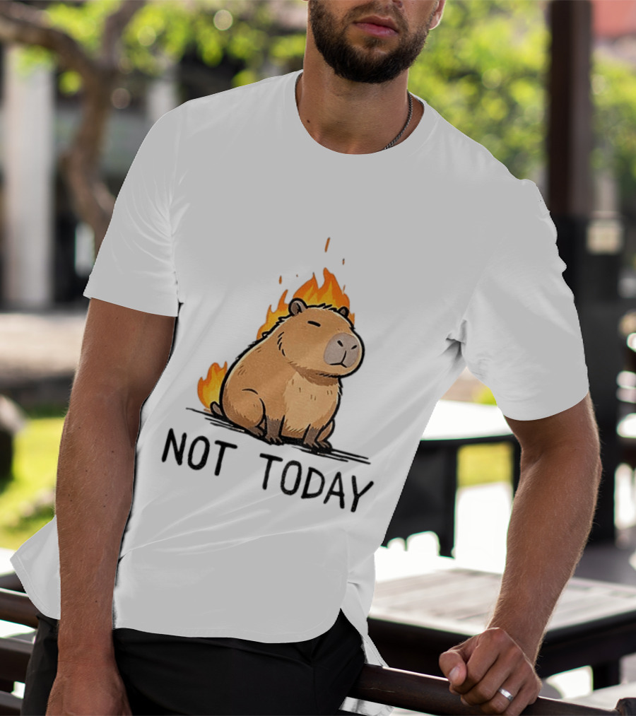 Capybara On Fire Not Today Calm Meme T-Shirt