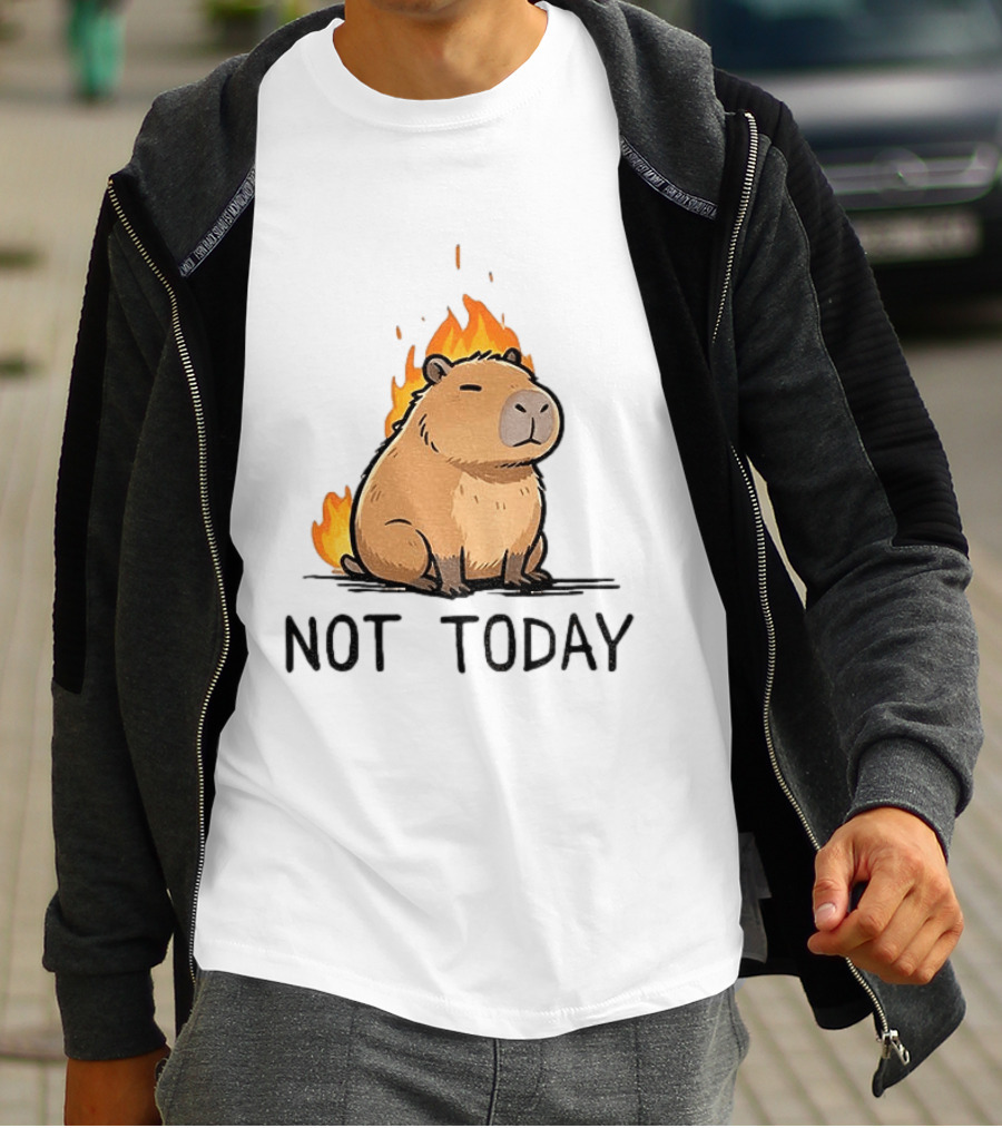 Capybara On Fire Not Today Calm Meme T-Shirt