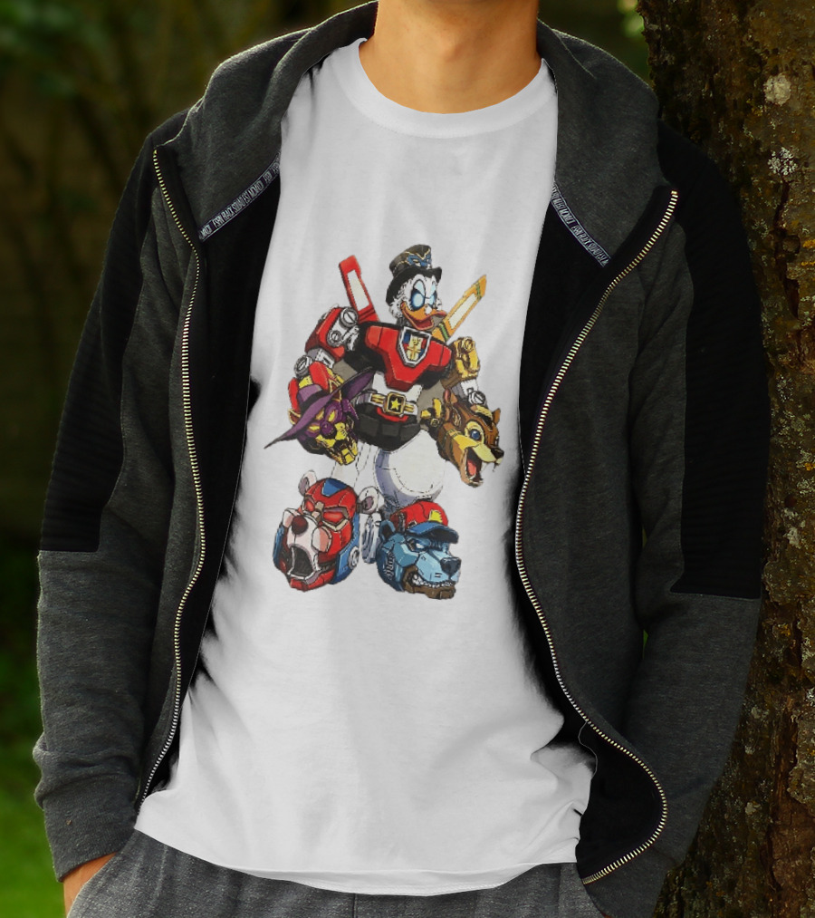 Cartoon Duck Mecha Robot Animal Armor Combination With Animal Heads T-Shirt
